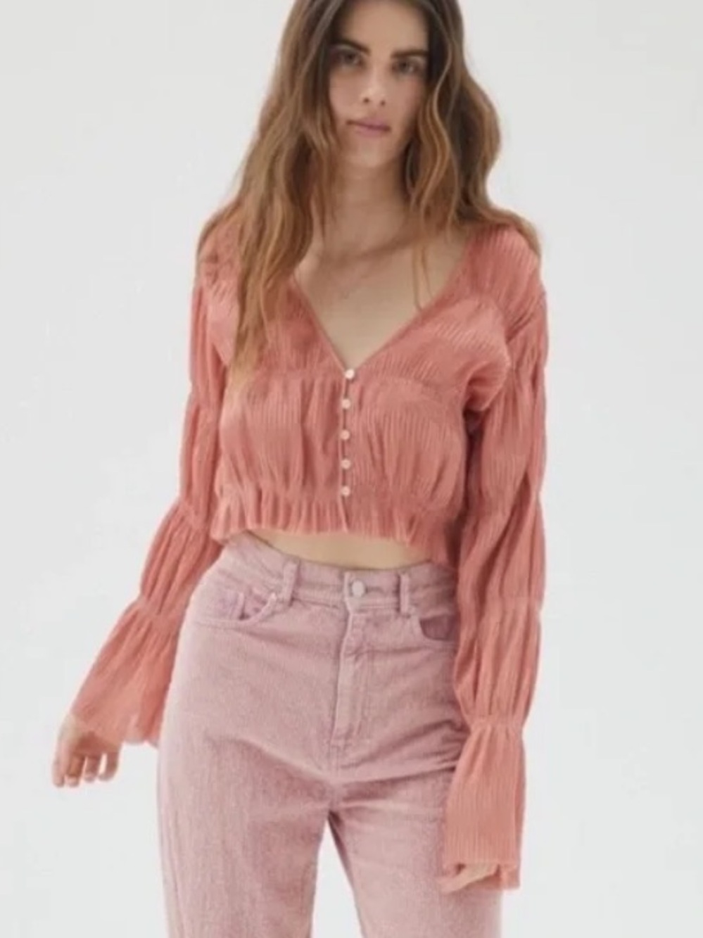Urban Outfitters Crinkle Button-Front Top